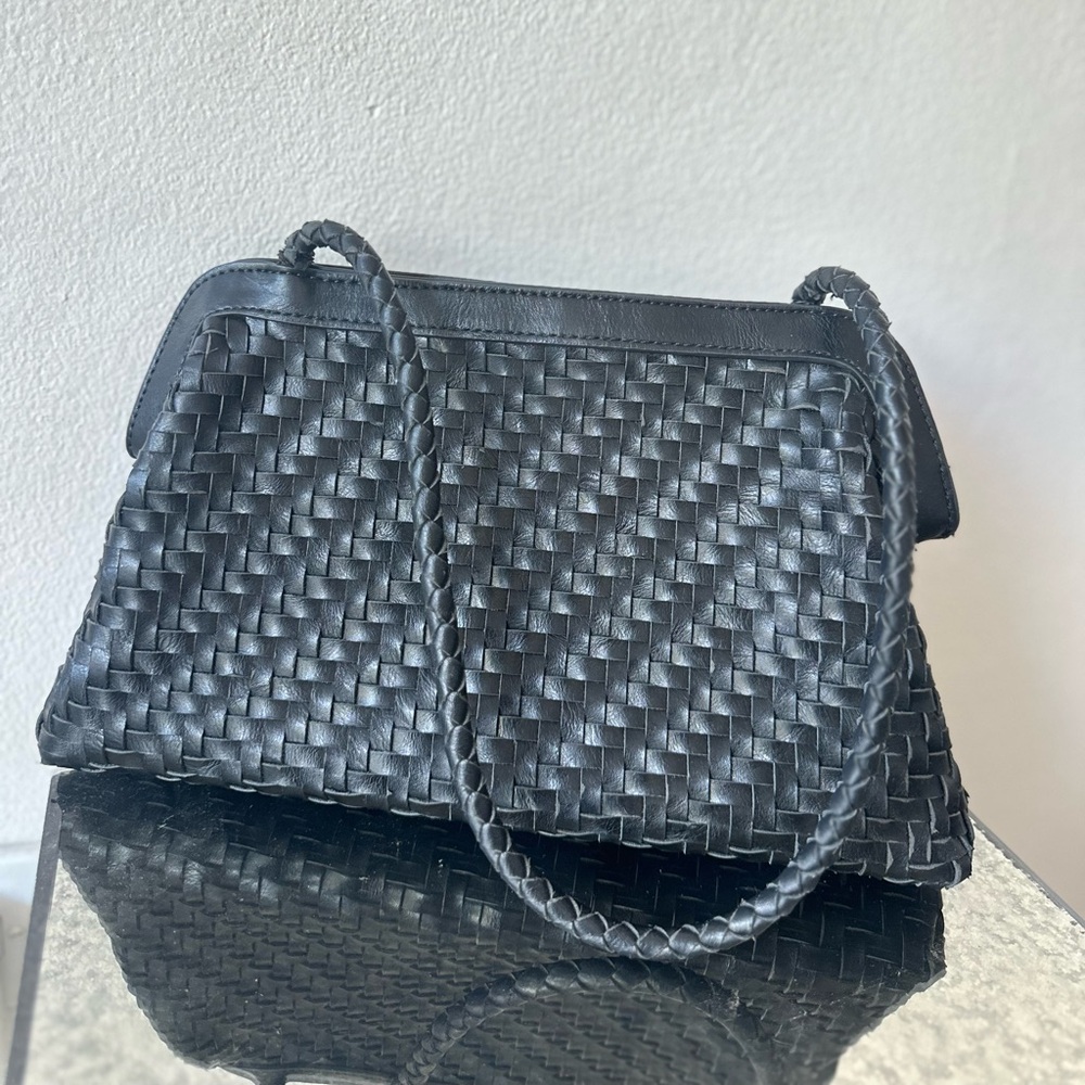 Elegant Black Woven Handbag